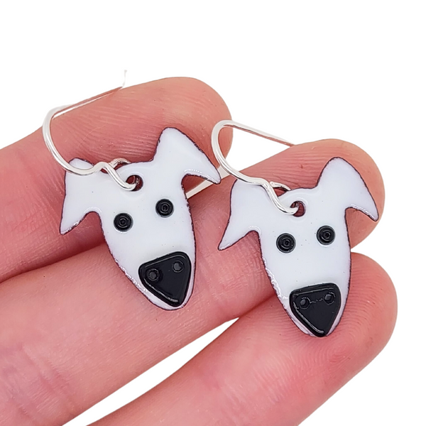 glass enamel dog earrings