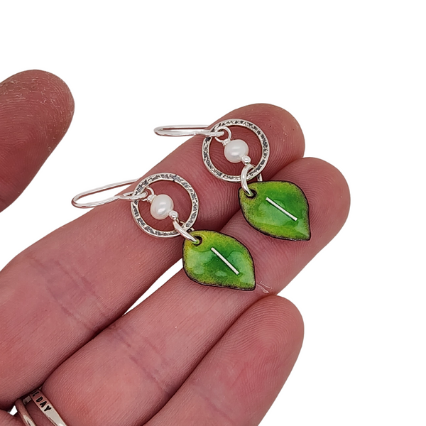 earrings for spring with green leaves