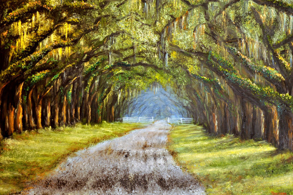 fine art print of an oak tree lane in Savannah Georgia