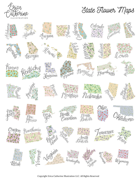 State Flower Maps by Erica Catherine Gallery 209