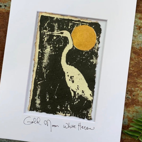 Gold Moon White Heron by Rebecca Sipper Gallery 209