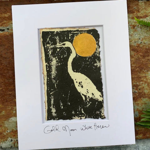 Gold Moon White Heron by Rebecca Sipper Gallery 209