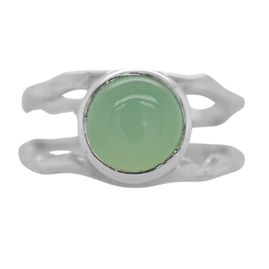 Peru Chalcedony Double Dandelion Ring