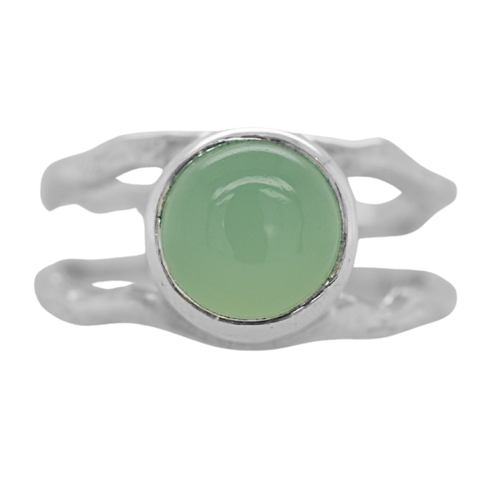 Peru Chalcedony Double Dandelion Ring