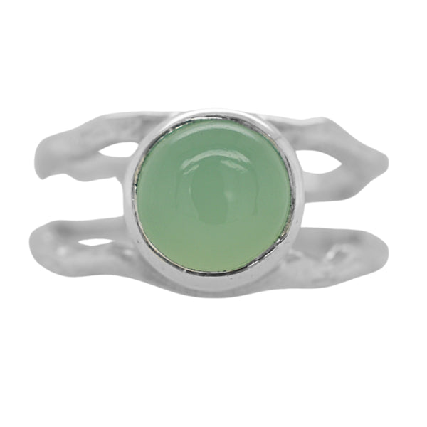 Peru Chalcedony Double Dandelion Ring