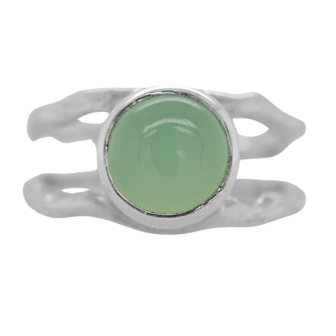 Peru Chalcedony Double Dandelion Ring