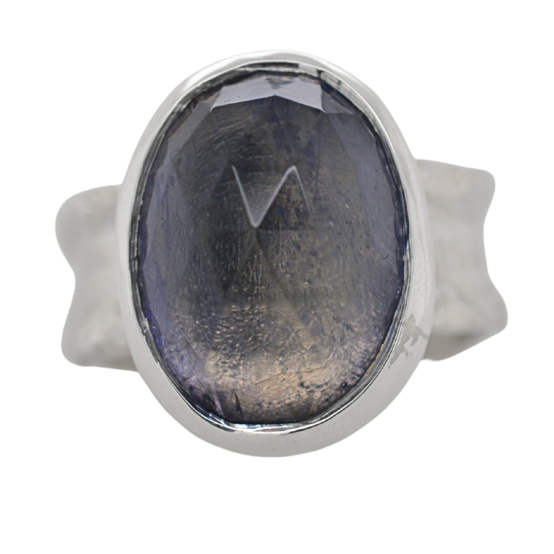 Iolite Oval Ripple Ring