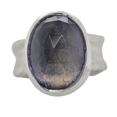 Iolite Oval Ripple Ring