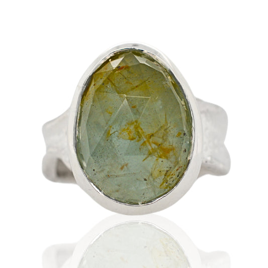 Aquamarine Freeform Ripple Ring