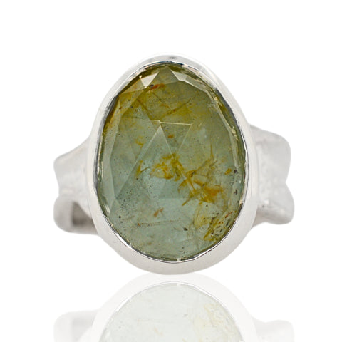 Aquamarine Freeform Ripple Ring