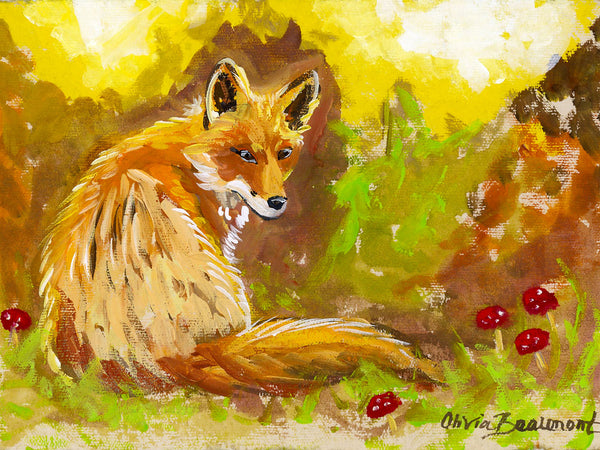 Amber Light Fox Print