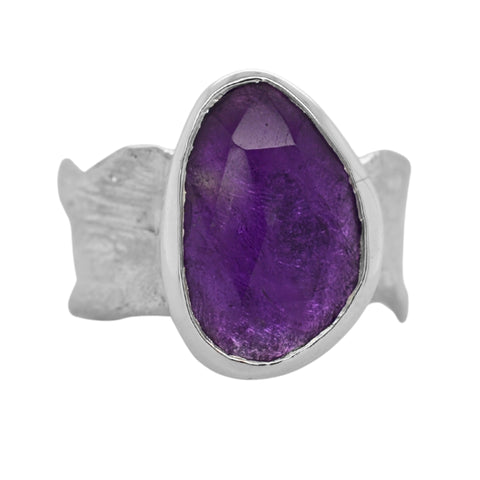 Amethyst Freeform Ripple Ring