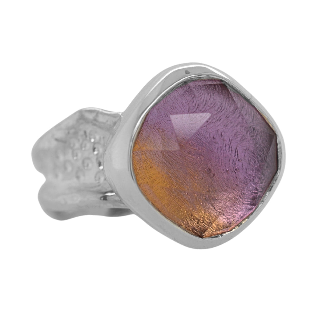 Ametrine Cushion Ripple Ring