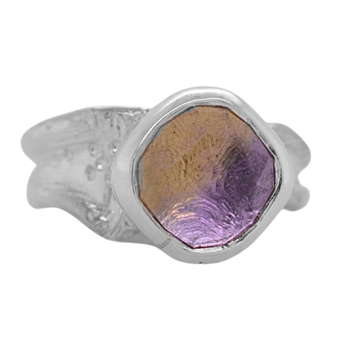 Ametrine Cushion Ripple Ring