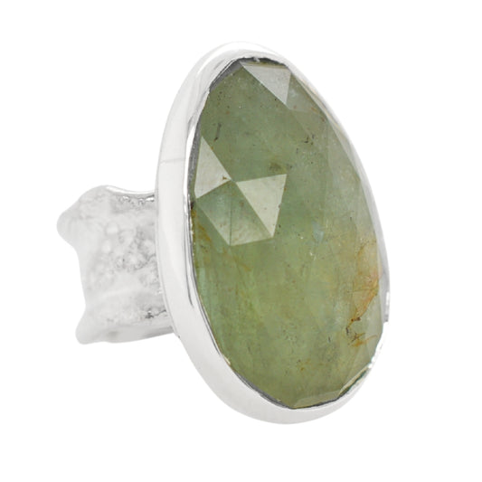 Aquamarine Freeform Ripple Ring