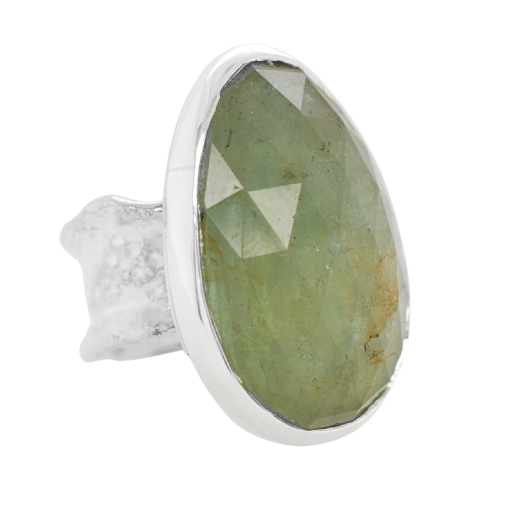 Aquamarine Freeform Ripple Ring