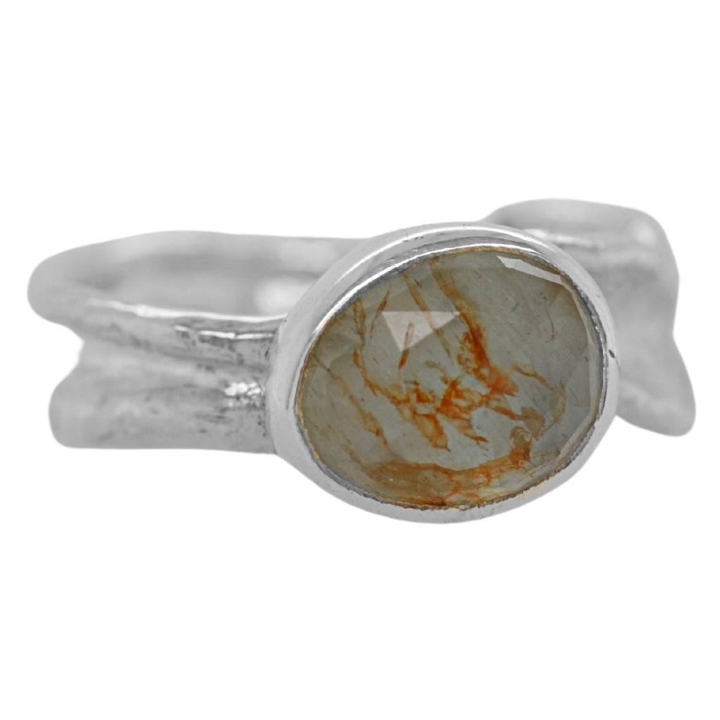 Aquamarine Freeform Ripple Ring