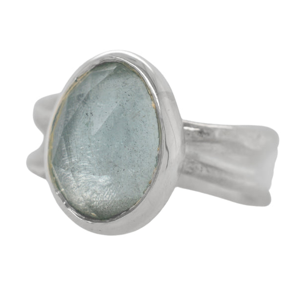 Aquamarine Freeform Ripple Ring