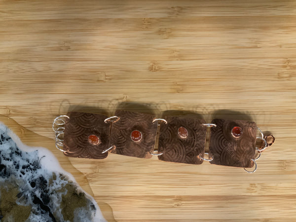 Bracelet Copper/ss carnelion