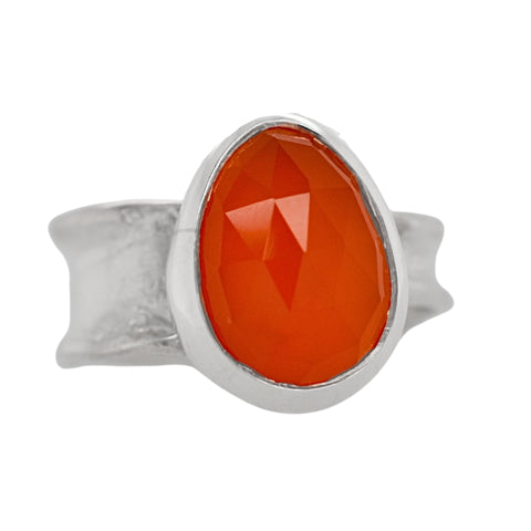 Carnelian Freeform Ripple Ring