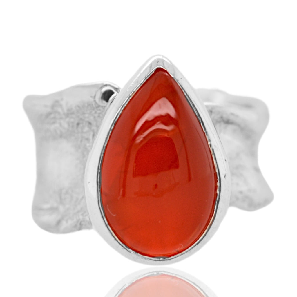 Carnelian Teardrop Ripple Ring