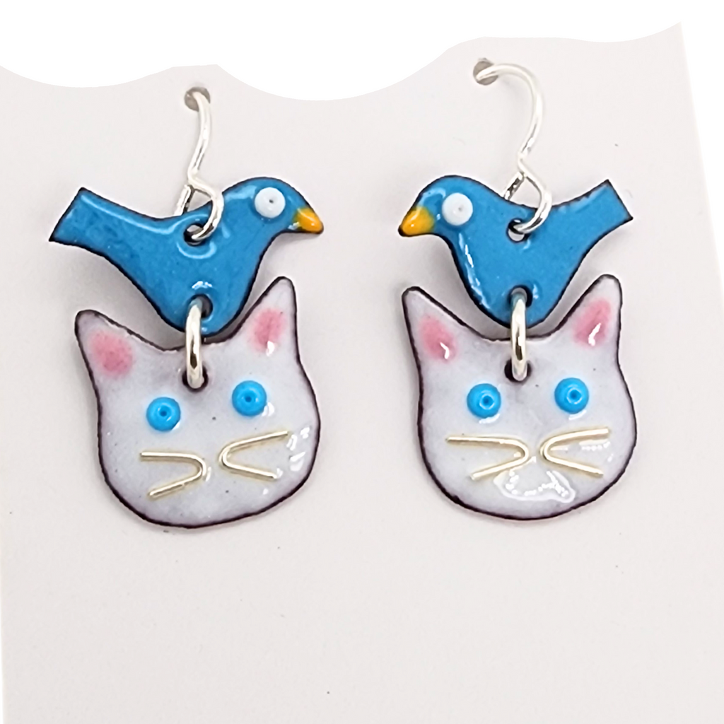 Cat Bird Earrings