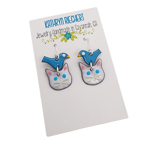 Cat Bird Earrings