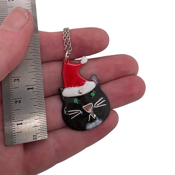 Cat with Santa Hat Necklace