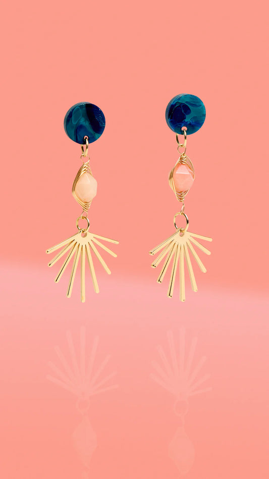 Celestial Midnight Bloom Three Tier Dangles