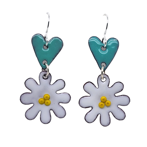 Daisy and Heart Earrings