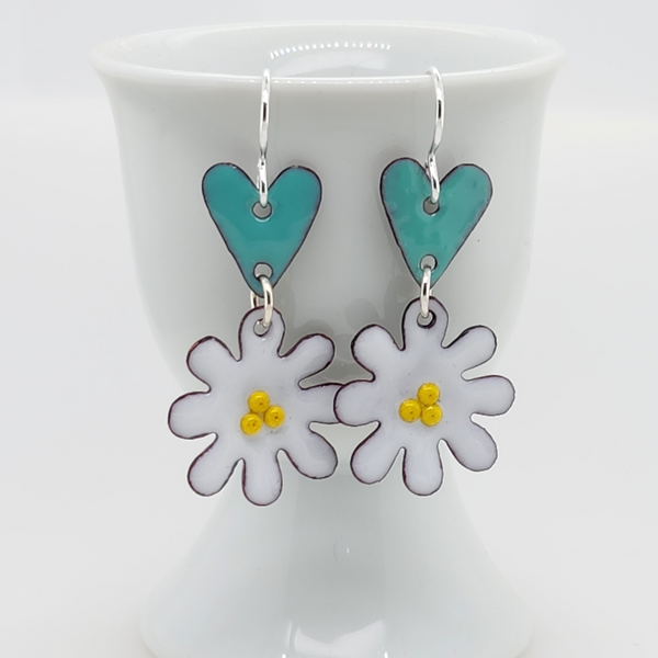 turquoise and white dangle earrings