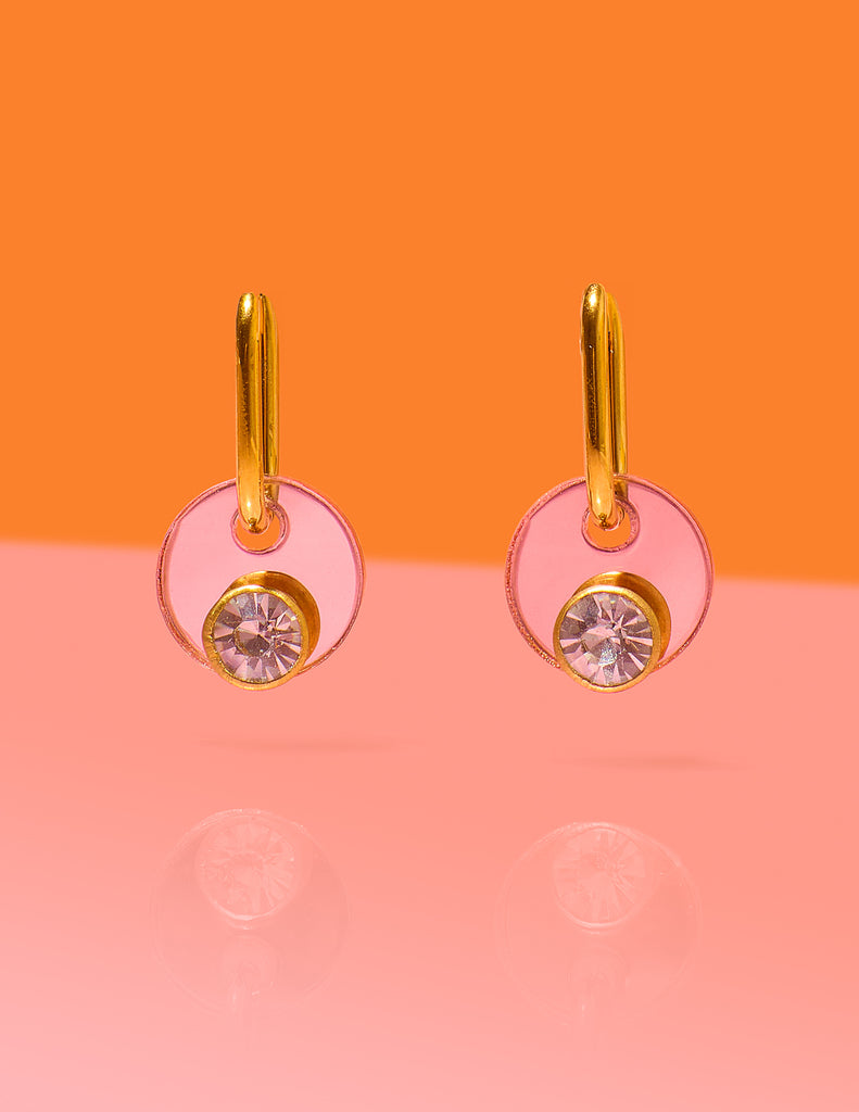 Deco Glam Medallion Oval Hoops Rosegold
