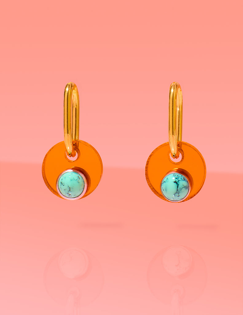 Deco Glam Medallion Oval Hoops Copper