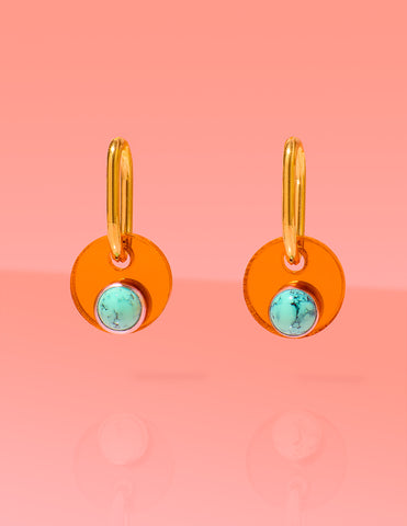 Deco Glam Medallion Oval Hoops Copper