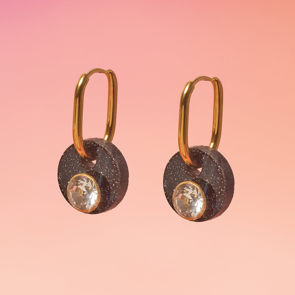 Deco Glam Medallion Oval Hoops Galaxy Hoop