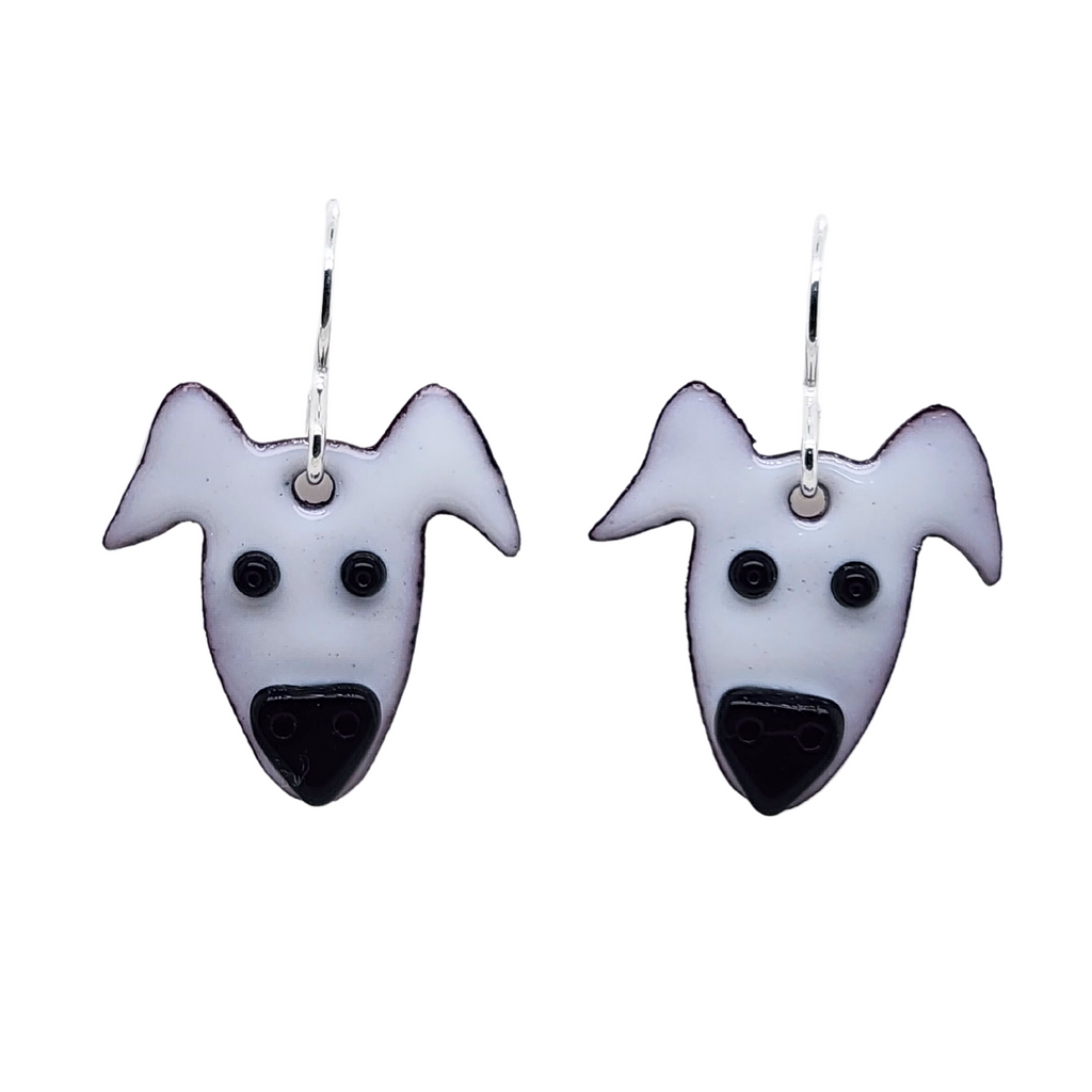 white dog earrings with big noses