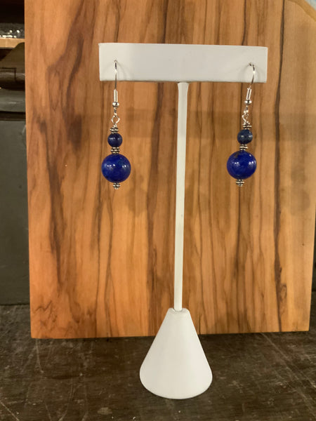Earrings Lapis, porcelain,sterling