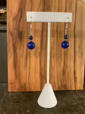 Earrings Lapis, porcelain,sterling