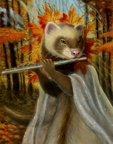Fable in the Maple Grove Ferret Print