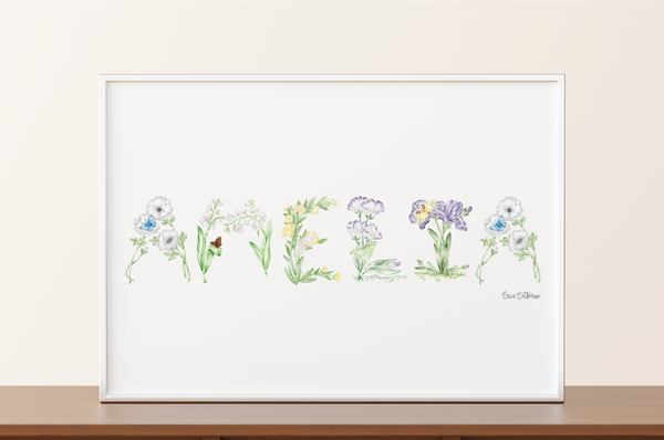 Floral Custom Name Print