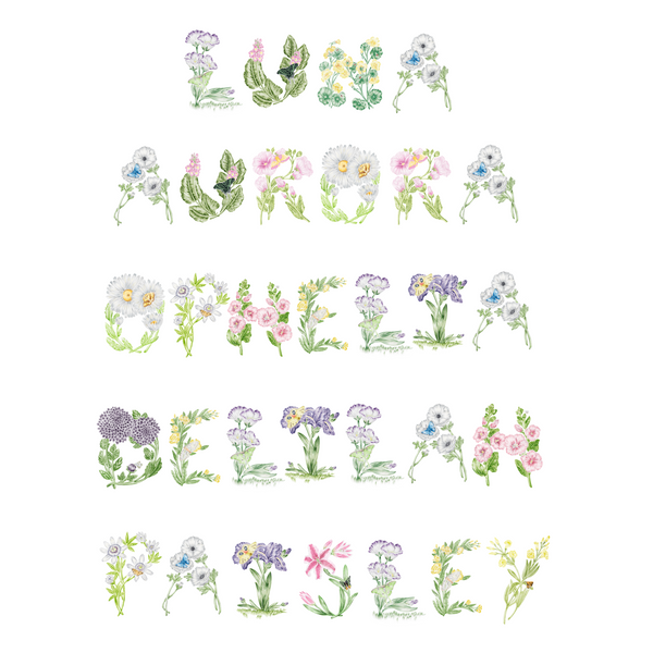Floral Custom Name Print