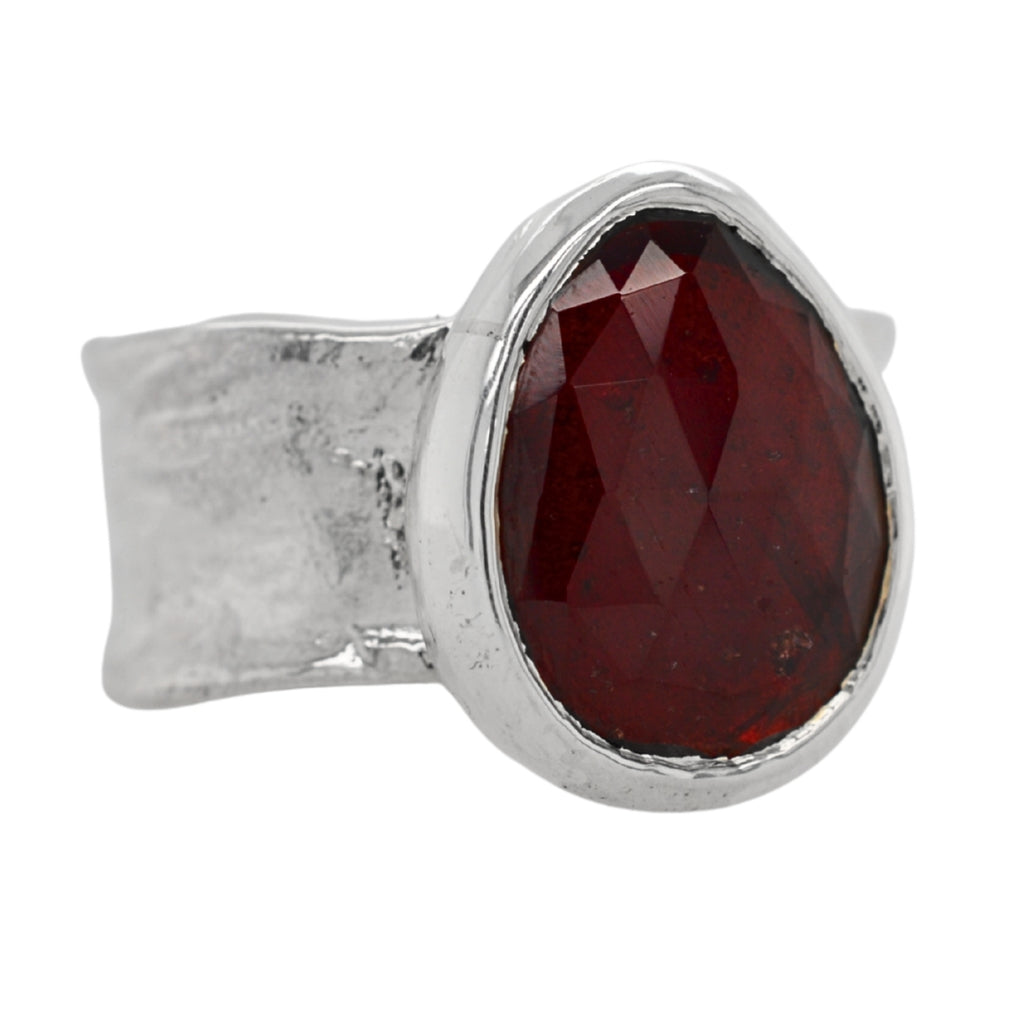 Garnet Freeform Ripple Ring