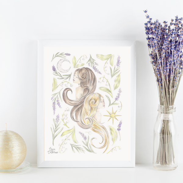 Gemini Zodiac Sign Print by Erica Catherine Gallery 209