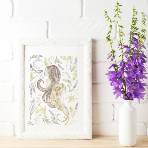Gemini Zodiac Sign Print by Erica Catherine Gallery 209