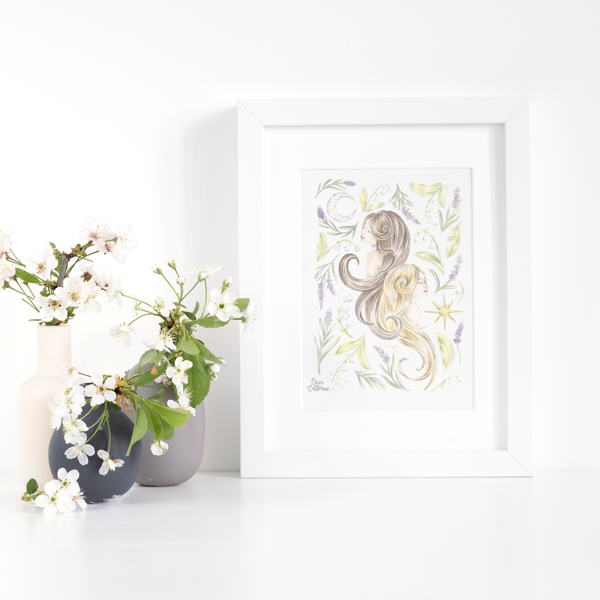 Gemini Zodiac Sign Print by Erica Catherine Gallery 209