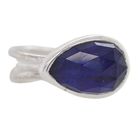 Iolite Teardrop Ripple Ring