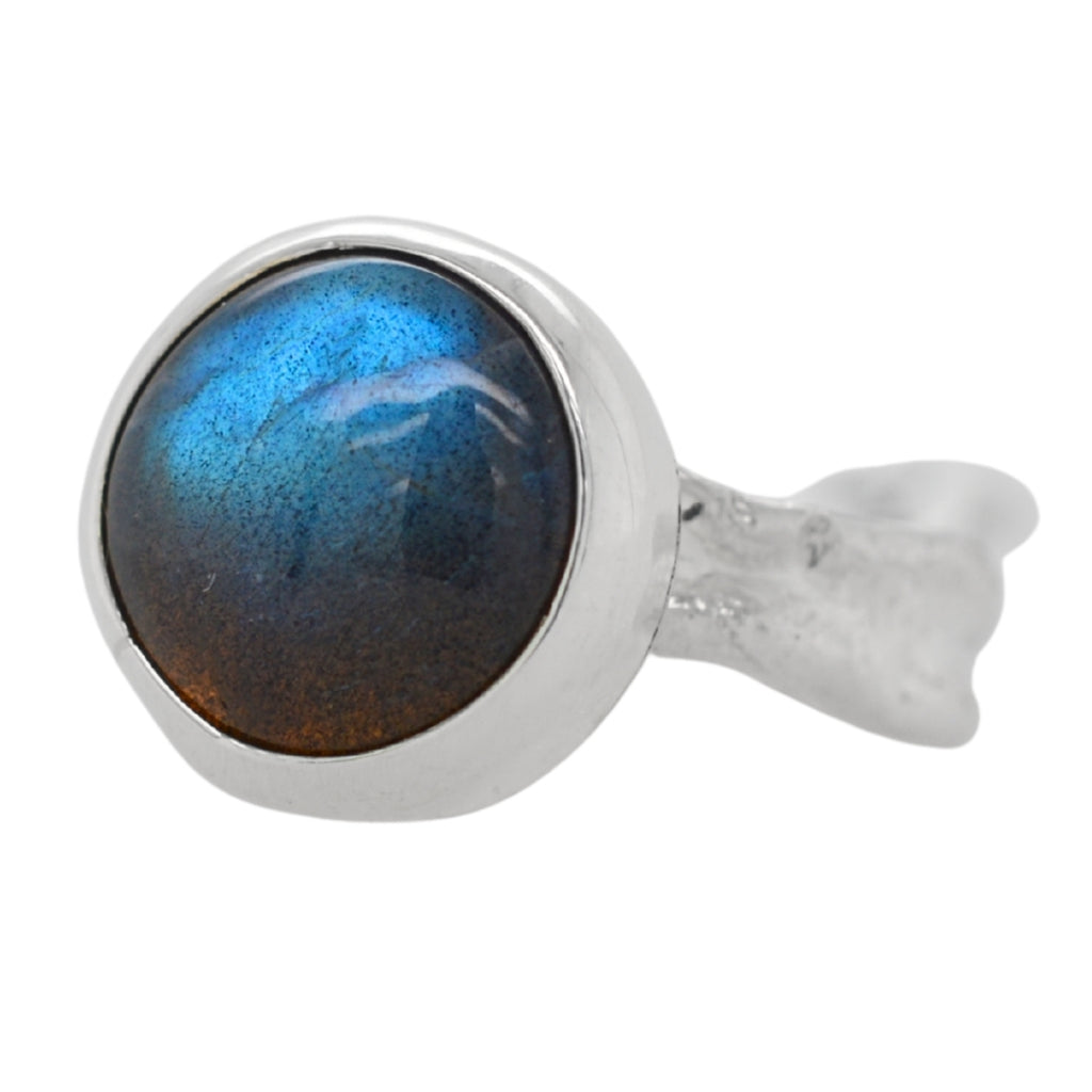 Labradorite Round Ripple Ring
