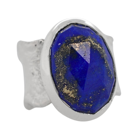 Lapis Oval Ripple Ring