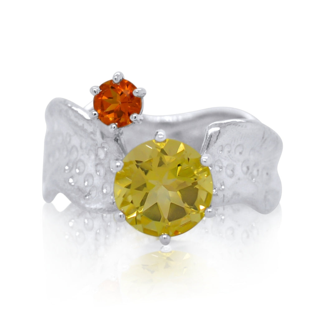 Lemon Quartz Burst Into Bloom Ring