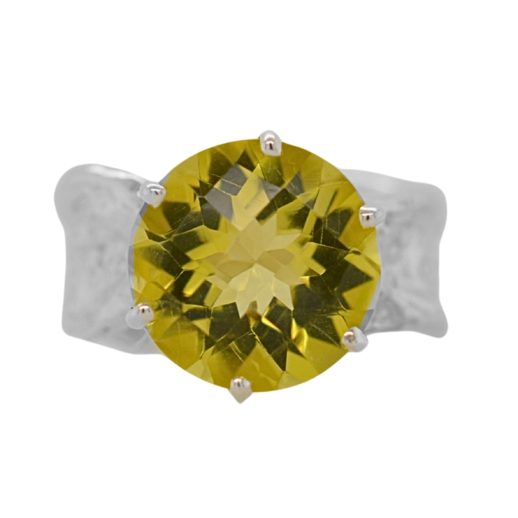 Lemon Quartz Lily Burst Ring